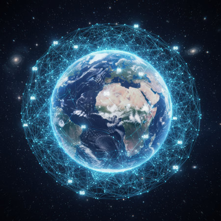 High-speed Internet in the city, Cellular antenna 5G technology, a new generation of cellular networks, AI connection, fiber-optic communication, new-generation antennas, 5G icon. High qualityの素材