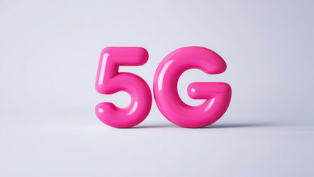 5G technology, a new generation of cellular networks, AI connection via high-speed internet, fiber-optic communication, new-generation antennas, 5G icon. High qualityの素材