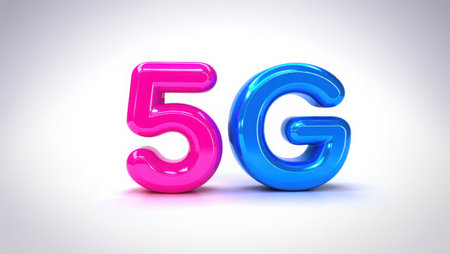 5G technology, a new generation of cellular networks, AI connection via high-speed internet, fiber-optic communication, new-generation antennas, 5G icon. High qualityの素材