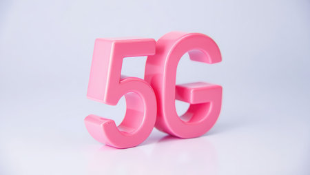 5G technology, a new generation of cellular networks, AI connection via high-speed internet, fiber-optic communication, new-generation antennas, 5G icon. High qualityの素材