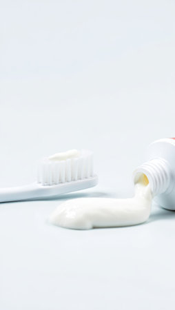 Toothbrush with toothpaste, Fresh breath, dental insurance, personal hygiene, brushing teeth in the morning, care from childhood, morning routine. High qualityの素材