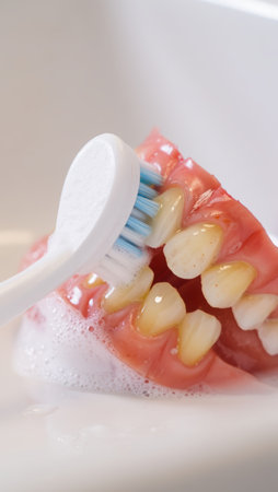 Brushing teeth with a toothbrush and toothpaste, Fresh breath, dental insurance, personal hygiene, brushing teeth in the morning, care from childhood, morning routine. High qualityの素材