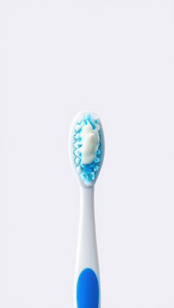 Toothbrush with toothpaste, Fresh breath, dental insurance, personal hygiene, brushing teeth in the morning, care from childhood, morning routine. High qualityの素材