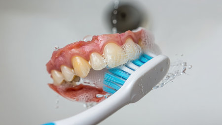 Brushing teeth with a toothbrush and toothpaste, Fresh breath, dental insurance, personal hygiene, brushing teeth in the morning, care from childhood, morning routine. High qualityの素材