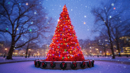 Christmas Tree 2026 Happy New Year 26, Merry Christmas style, Peaceful Snowy Christmas Evening, Gifts. Home of Celebrating the Holidays. High qualityの素材