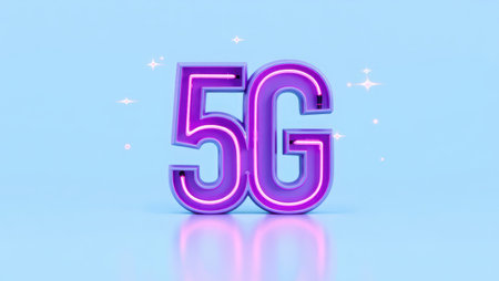 5G technology, a new generation of cellular networks, AI connection via high-speed internet, fiber-optic communication, new-generation antennas, 5G icon. High qualityの素材