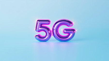 5G technology, a new generation of cellular networks, AI connection via high-speed internet, fiber-optic communication, new-generation antennas, 5G icon. High qualityの素材