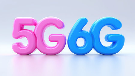 6G technology, a new generation of cellular networks, AI connection via high-speed internet, fiber-optic communication, new-generation antennas, 5G 6G icon. High qualityの素材