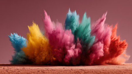 Traditional and religious Holi Festival, Color battle at the holi festival, colorful background, Multicolored paint, beautiful colored powder, juicy explosion of paint. High qualityの素材