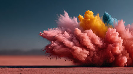 Traditional and religious Holi Festival, Color battle at the holi festival, colorful background, Multicolored paint, beautiful colored powder, juicy explosion of paint. High qualityの素材