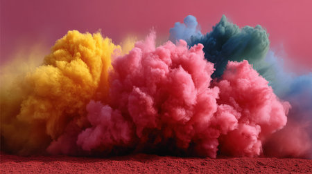 Traditional and religious Holi Festival, Color battle at the holi festival, colorful background, Multicolored paint, beautiful colored powder, juicy explosion of paint. High qualityの素材