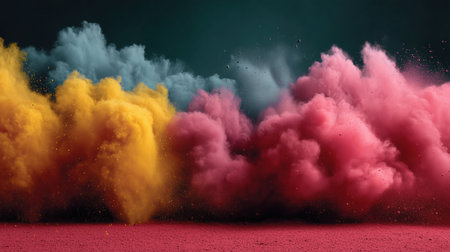Traditional and religious Holi Festival, Color battle at the holi festival, colorful background, Multicolored paint, beautiful colored powder, juicy explosion of paint. High qualityの素材