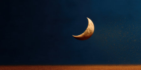 Big Moon Ramadan Month Ramadan Kareem. The holy month of Muslims, Ramadan. Golden Moon, stars and lanterns. Ramadan Lantern Background. High qualityの素材