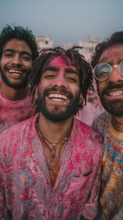 Traditional and religious Holi Festival, Color battle at the holi festival, colorful background, People celebrate fertility of spring and enjoy the colorful festival. High qualityの素材