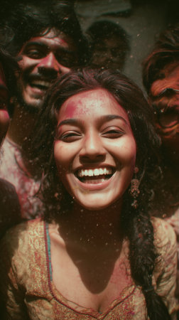 Traditional and religious Holi Festival, Color battle at the holi festival, colorful background, People celebrate fertility of spring and enjoy the colorful festival. High qualityの素材