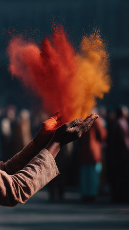 Traditional and religious Holi Festival, Color battle at the holi festival, colorful background, People celebrate fertility of spring and enjoy the colorful festival. High qualityの素材