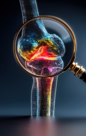 Human kneecap model, arthrophlogosis, knee pain, knee joint problems, worn out joints, knee meniscus, water in the knees, Biological and medical concepts, 3d rendering knee x-ray. High qualityの素材