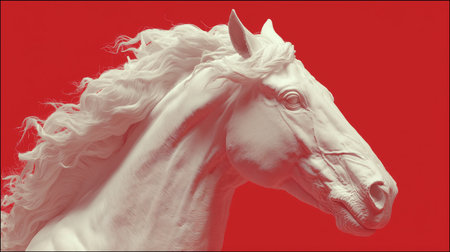 White horse on a red background illustration Year of the Horse, Red Fire Horse symbol of 2026. High qualityの素材