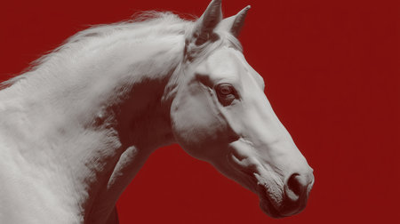 White horse on a red background illustration Year of the Horse, Red Fire Horse symbol of 2026. High qualityの素材