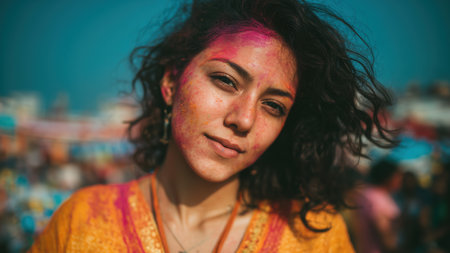 Traditional and religious Holi Festival, Color battle at the holi festival, colorful background, People celebrate fertility of spring and enjoy the colorful festival. High qualityの素材