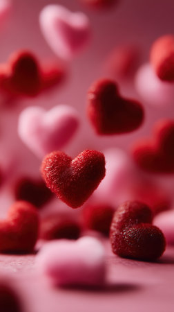 Valentine's Day, a holiday for lovers, a romantic date, a red heart, February 14 Hearts in the Air, holiday wallpaper. High qualityの素材