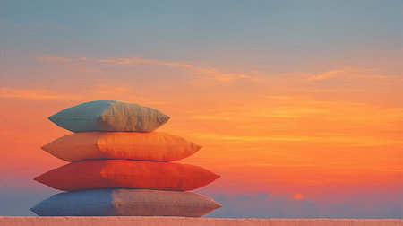 Soft pillows on the field, Pillow pyramid, good deep sleep, insomnia, sleep problems. High qualityの素材