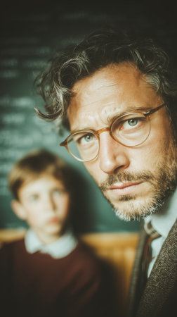 Angry teacher yelling at a child, bad teacher concept, teacher of the year, bad student makes teacher angry, skipping classes, calling parents to school. High qualityの素材