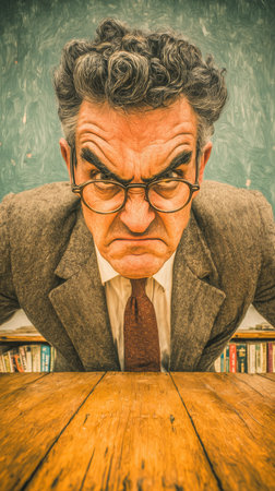 Angry teacher yelling at a child, bad teacher concept, teacher of the year, bad student makes teacher angry, skipping classes, calling parents to school. High qualityの素材