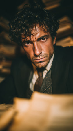 An angry lawyer yells at the defendant, the lawyer lost the case, jurisprudence and the court, justice in court, losing the case. High qualityの素材