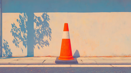 Orange cone on the street, repair repairs, warnings on the road, bypass road, no road, traffic jams due to an accident. High qualityの素材