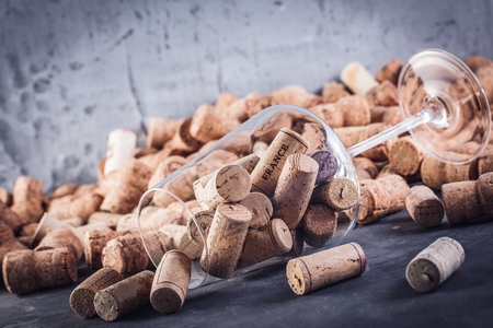 Background of Various Used Wine Corks close upの写真素材