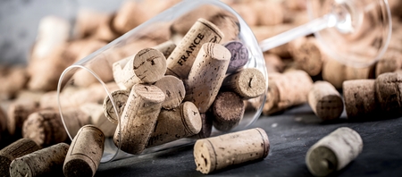 Background of Various Used Wine Corks close upの写真素材