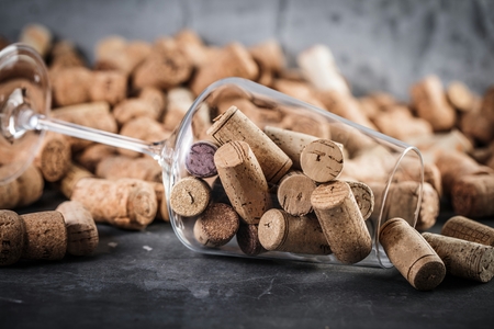 Background of Various Used Wine Corks close upの写真素材