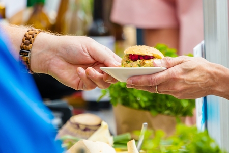 Vegitarian Burger on street food festival