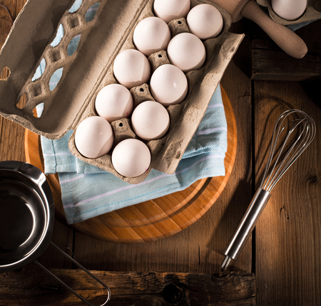 Fresh chicken eggsの写真素材