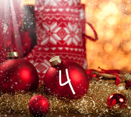 red christmas decoration gifts and christmas tree deco.の写真素材