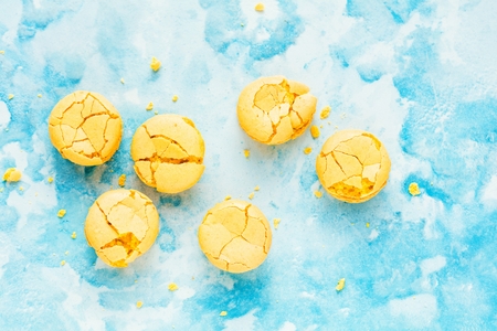 French macaroon cake. Macaroons on white backgroundの写真素材