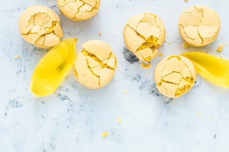 French macaroon cake. Macaroons on white backgroundの写真素材