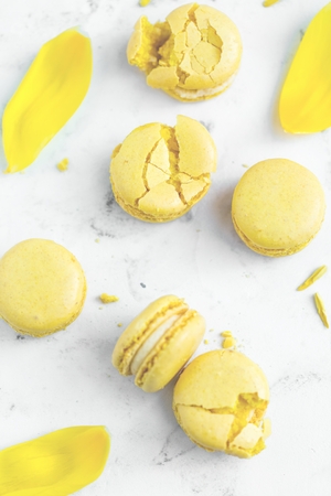 French macaroon cake. Macaroons on white backgroundの写真素材