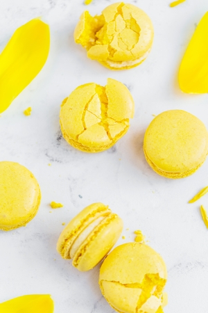 French macaroon cake. Macaroons on white backgroundの写真素材