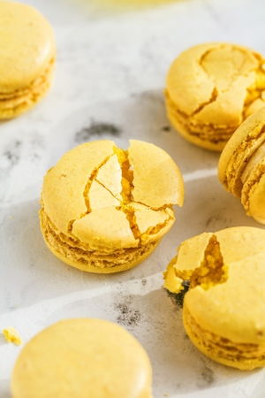 French macaroon cake. Macaroons on white backgroundの写真素材