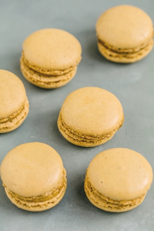 French macaroon cake. Macaroons on white backgroundの写真素材