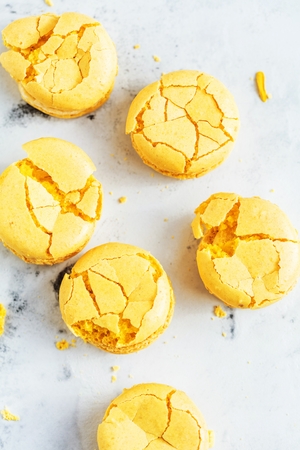 French macaroon cake. Macaroons on white backgroundの写真素材