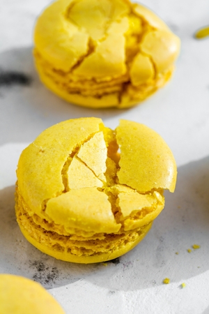 French macaroon cake. Macaroons on white backgroundの写真素材