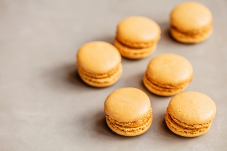 French macaroon cake. Macaroons on white backgroundの写真素材
