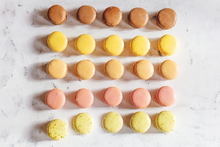 French macaroon cake. Macaroons on white backgroundの写真素材