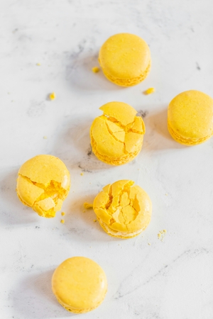 French macaroon cake. Macaroons on white backgroundの写真素材