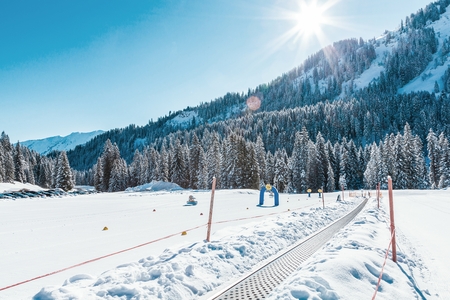 View of mountains and ski slopes in Austriaの写真素材