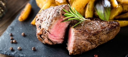 Cooking a fillet steak food photography recipe ideaの写真素材