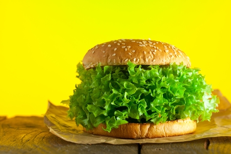 veggie burger with salat and vegetables conceptの写真素材